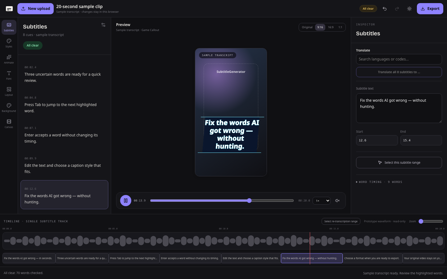 SubtitleGenerator preview